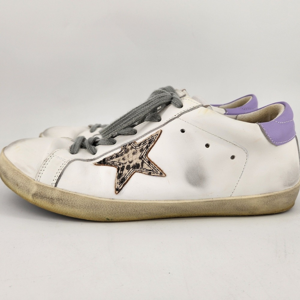 Golden Goose Superstar Sneakers Women 41 White Purple Distressed Leather Italy - Picture 14 of 14